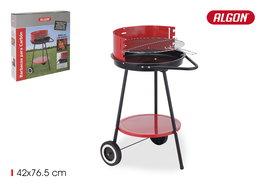Inde Barbacoa de Carbón Redonda con Ruedas, 42 cm de Diámetro x 76.5 cm de Alto, Algon BBQ (2 Unidades)