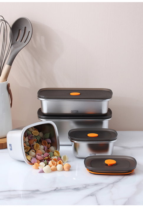 Quttin Fiambrera Hermética Rectangular 450 ml Acero Inoxidable 11.6 x 9.4 x 7.8 cm (12 Unidades)