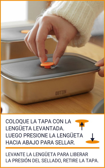 Quttin Fiambrera Hermética Rectangular 450 ml Acero Inoxidable 11.6 x 9.4 x 7.8 cm (12 Unidades)