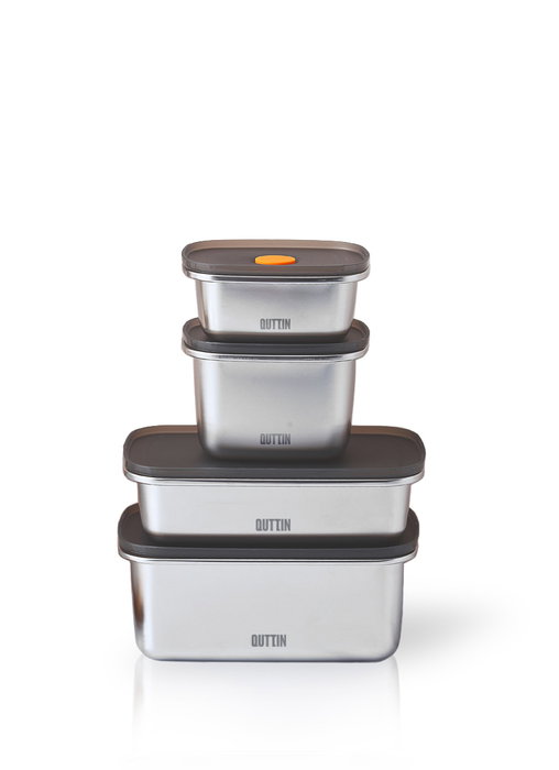 Quttin Fiambrera Hermética Rectangular 450 ml Acero Inoxidable 11.6 x 9.4 x 7.8 cm (12 Unidades)