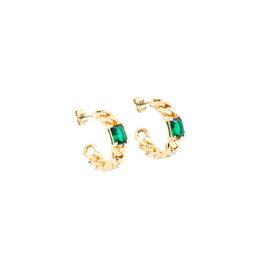 Chiara Ferragni Pendientes Bossy Chain YG+Green CZ 25mm