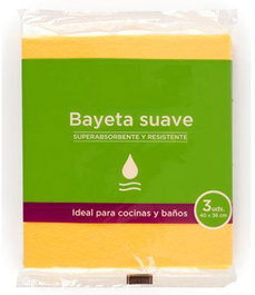Blanca Bayeta suave amarilla para cocinas y baños 40x36cm pack de 3 unidades