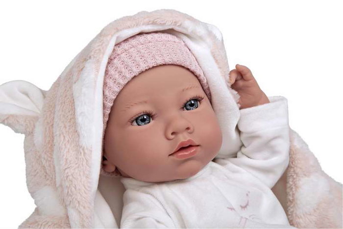 Muñecas Arias Muñeca Elegance Aria Rosa 38 cm con Manta, Muñeco de Peso para Niña, Cuerpo de Vinilo, Edad 3+