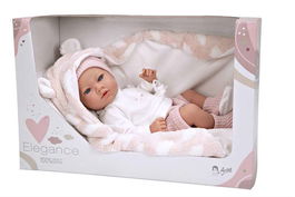 Muñecas Arias Muñeca Elegance 38 cm Aria Rosa c/ Manta Cuerpo Vinyl Niña