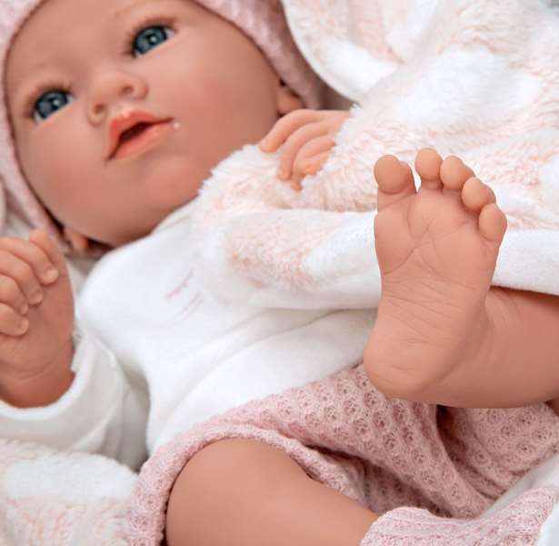 Muñecas Arias Muñeca Elegance Aria Rosa 38 cm con Manta, Muñeco de Peso para Niña, Cuerpo de Vinilo, Edad 3+