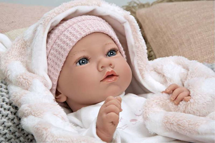 Muñecas Arias Muñeca Elegance Aria Rosa 38 cm con Manta, Muñeco de Peso para Niña, Cuerpo de Vinilo, Edad 3+