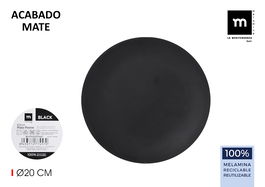 La Mediterranea Plato Postre Mel.Mate Black 20 cm (24 Unidades)