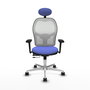 PIQUERAS Y CRESPO Silla de oficina Jorquera con mecanismo Sincro/Traslack, Azul claro y Blanco