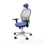 PIQUERAS Y CRESPO Silla de oficina Jorquera con mecanismo Sincro/Traslack, Azul claro y Blanco