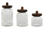 DKD Home Decor Set de 3 Botes de Cristal 1,2L (900/600ml)