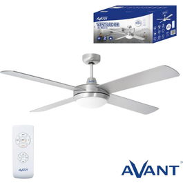 AVANT Ventilador de Techo Plateado 135 cm 70W 4 Aspas con Lámpara y Mando a Distancia - Modelo AVANT TECHO PLATEADO 135CM