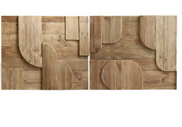 DKD Home Decor Decoración de Pared de Madera Reciclada y Pino, Surtido de 2 Piezas, 98x80x6 cm