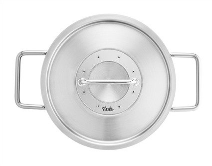 Fissler Pure Olla de Acero Inoxidable 24 cm con Tapa de Metal, Apto para Inducción, Gas, Eléctrico y Cerámica - Ref. 08611424000/0