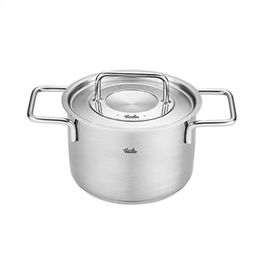 Fissler Pure Olla de Acero Inoxidable 24 cm con Tapa de Metal, Apto para Inducción, Gas, Eléctrico y Cerámica - Ref. 08611424000/0
