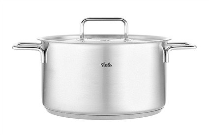 Fissler Pure Olla de Acero Inoxidable 24 cm con Tapa de Metal, Apto para Inducción, Gas, Eléctrico y Cerámica - Ref. 08611424000/0