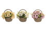 DKD Home Decor Planta de Crisantemos en Cesta de Poliéster y Fibra