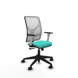 PIQUERAS Y CRESPO Silla de oficina Motilla con mecanismo Sincro, Turquesa y Blanco