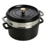 Staub La Cocotte 24cm redonda con inserto de vapor, negro