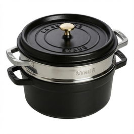 Staub La Cocotte Cocotte Redonda 24cm con Inserto de Vapor Negro
