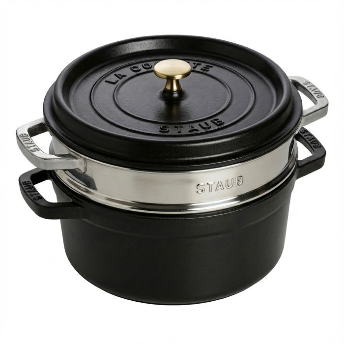 Staub La Cocotte Cocotte Redonda 24cm con Inserto de Vapor Negro