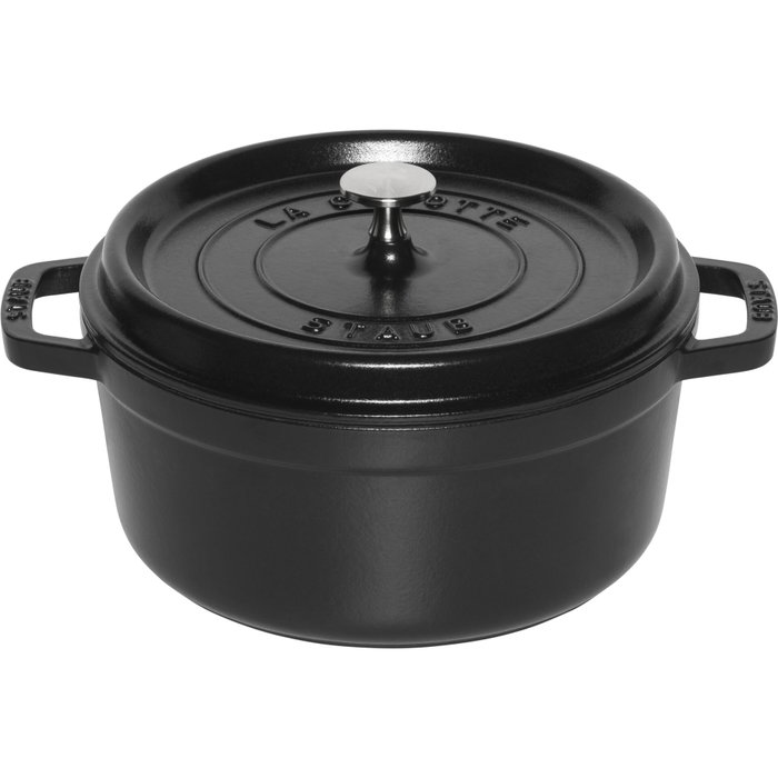 Staub La Cocotte 24cm redonda con inserto de vapor, negro