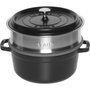 Staub La Cocotte 24cm redonda con inserto de vapor, negro
