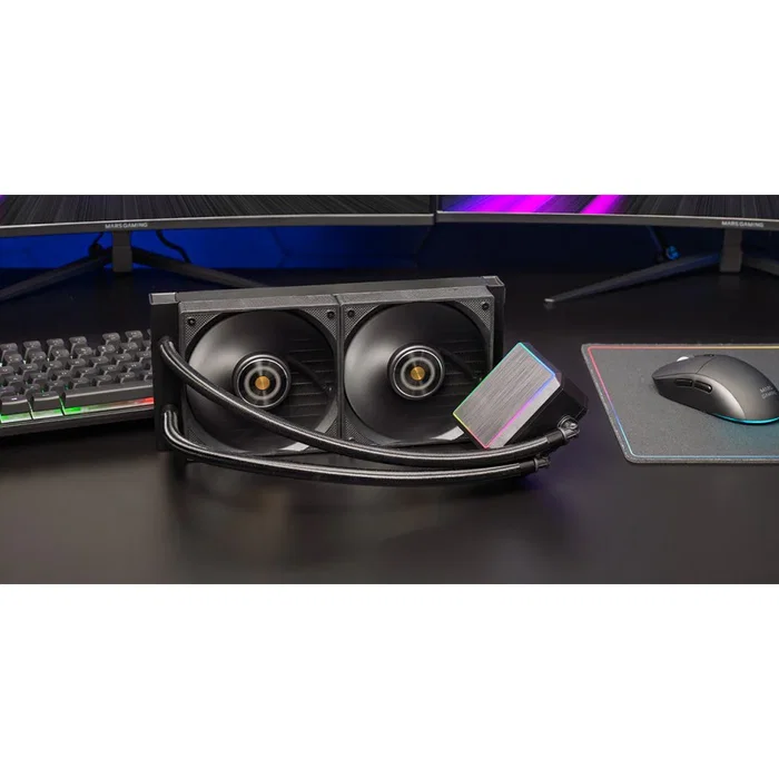 Mars Gaming ML-PROII240 - Kit Refrigeración Líquida AIO 240mm Negro, 2 Ventiladores 120mm PWM 800-2000 RPM, Bomba 4ª Gen Cobre, TDP 450W, FRGB, Compatible Intel LGA1700/AMD AM5