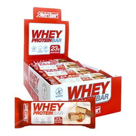 NUTRISPORT Barritas Whey Nata-Caramelo 12Uds. Enriquecidas con Vitaminas y Minerales para Deportistas con Desgaste Muscular