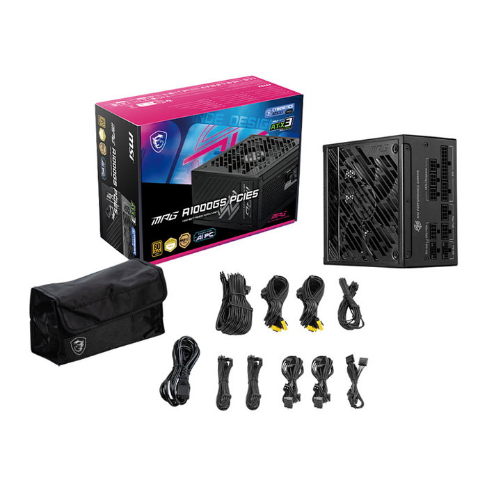 MSI MPG A1000GS PCIE5 1000W Fuente de Alimentación 80 Plus Gold Modular Negra MSI MPG A1000GS PCIE5 1000W Fuente de Alimentación 80 Plus Gold Modular Negra