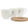 DKD Home Decor Set de 6 Tazas de Café de Porcelana y Bambú Blanco 90ml