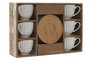 DKD Home Decor Set de 6 Tazas de Café de Porcelana y Bambú Blanco 90ml