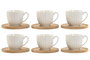 DKD Home Decor Set de 6 Tazas de Café de Porcelana y Bambú Blanco 90ml