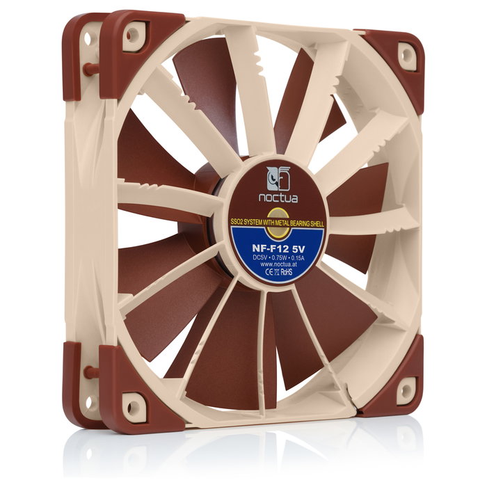 NOCTUA NF-F12 120mm Ventilador para PC - 5V, 3-Pin, Flujo de Aire 93.4 m³/h, 22.4 dB, SSO Bearing, Anti-Vibraciones