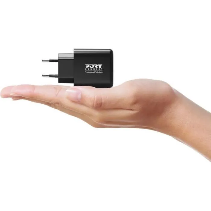 Port Designs Cargador GaN Pared 65W Negro 902104EU, USB-C y USB-A