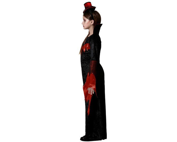 Disfraz de Vampiresa Negro con Sombrero para Niña Halloween 3-4 Años - Vestido Gótico para Fiesta y Teatro