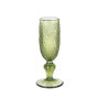 DKD Home Decor Set de 6 Copas de Cristal Verde con Relieve de Hojas 160ml