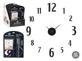 Reloj Pegatina Giftdecor 60 cm Numeros Brillo Negro (Set de 12)