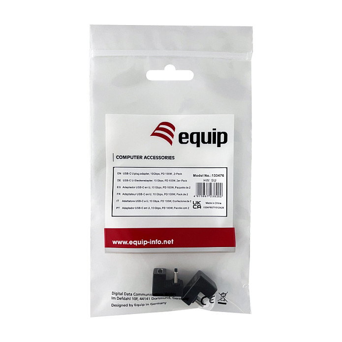 Equip Adaptador USB-C a USB-C 10Gbps 100W PD 2 Pack