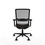 Silla de oficina Haches con mecanismo Sincro/Traslack tapizada con Tela color Marrón oscuro y malla color Gris. Equipada con lumbar 1D, Brazos 2D y Ruedas 65mm nailon