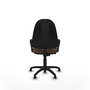 Silla de oficina Algarra con mecanismo Contacto permanente básico tapizada con Tela color Marrón oscuro. Equipada con Base poliamida negra, Brazos fijosy Topes