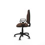 Silla de oficina Algarra con mecanismo Contacto permanente básico tapizada con Tela color Marrón oscuro. Equipada con Base poliamida negra, Brazos fijosy Topes