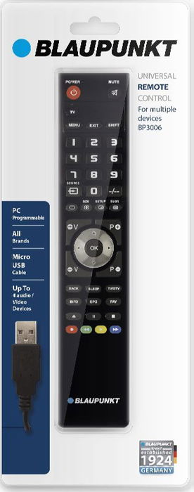 Blaupunkt Mando Programable Universal 4 en 1 para Smart TV con Cable USB Incluido