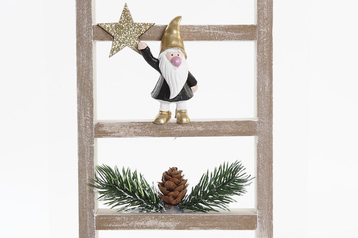 DKD Home Decor Escalera Decoracion Navidad Moderna Negro Blanco 3.8 x 35 x 11.5 cm (6 Unidades) MDF