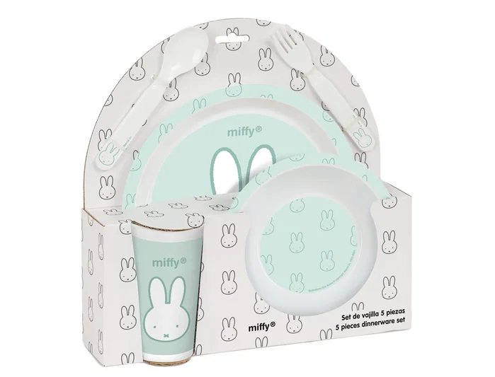 Safta Set de Platos, Cubiertos y Vaso Miffy Menta