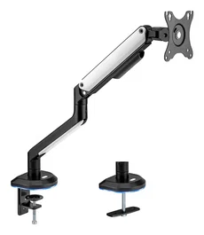 AISENS - SOPORTE DE MESA RGB GAMING CONTRAPESO GIRATORIO E INCLINABLE PARA MONITOR/TV 9KG (3 PIVOTES, 1 BRAZO) DE 17-32, NEGRO-BLANCO