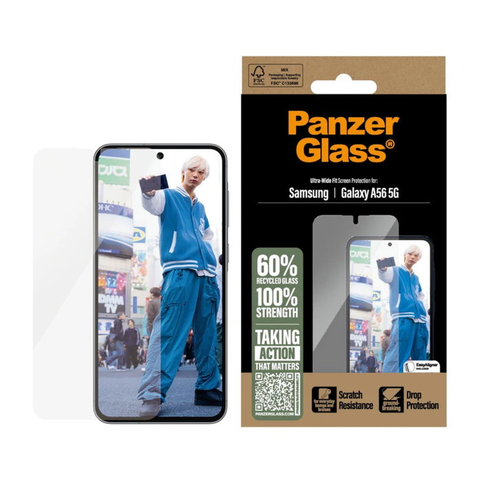 PanzerGlass Protector de Pantalla para Samsung Galaxy A56 5G Ultra-Wide Fit con EasyAligner