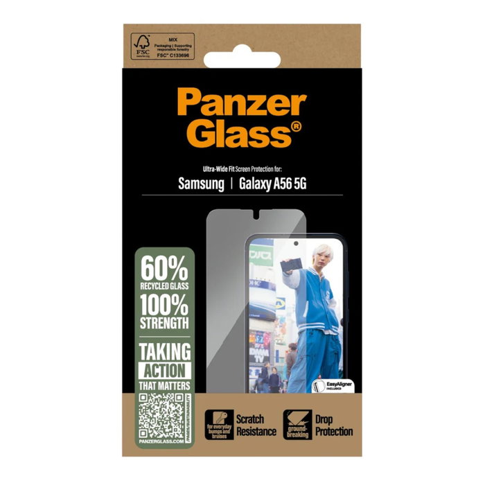 PanzerGlass Protector de Pantalla para Samsung Galaxy A56 5G Ultra-Wide Fit con EasyAligner