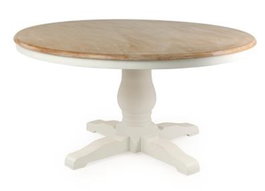 DKD Home Decor Mesa Redonda de Comedor Tradicional en Blanco y Natural, Desmontable, Dimensiones 120 x 120 x 76 cm
