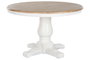 DKD Home Decor Mesa Redonda de Comedor Tradicional en Blanco y Natural, Desmontable, Dimensiones 120 x 120 x 76 cm
