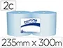 Amoos Papel Secamanos Industrial 2 Capas Azul, 222 mm x 300 m, Paquete de 2 Rollos